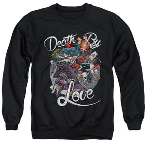 AN OFFCIALLY LICENSED BATMAN DEATH BY LOVE ADULT UNISEX CREWNECK SWEATSHIRT BLACK