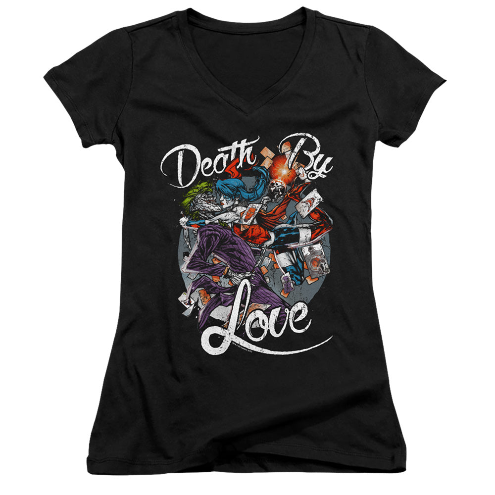 Batman Death By Love Licensed Women's T-Shirt Juniors V-Neck SM