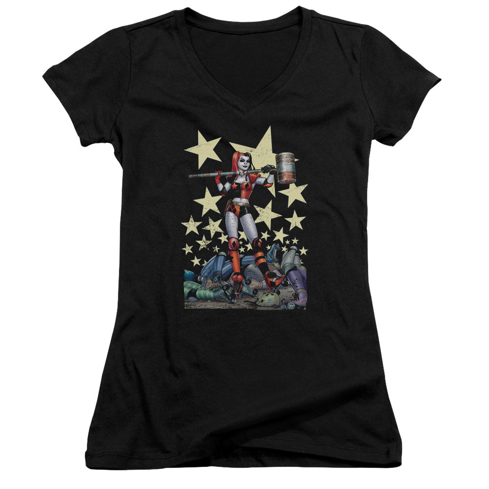 Batman Hammer Time Licensed Women's T-Shirt Juniors V-Neck SM