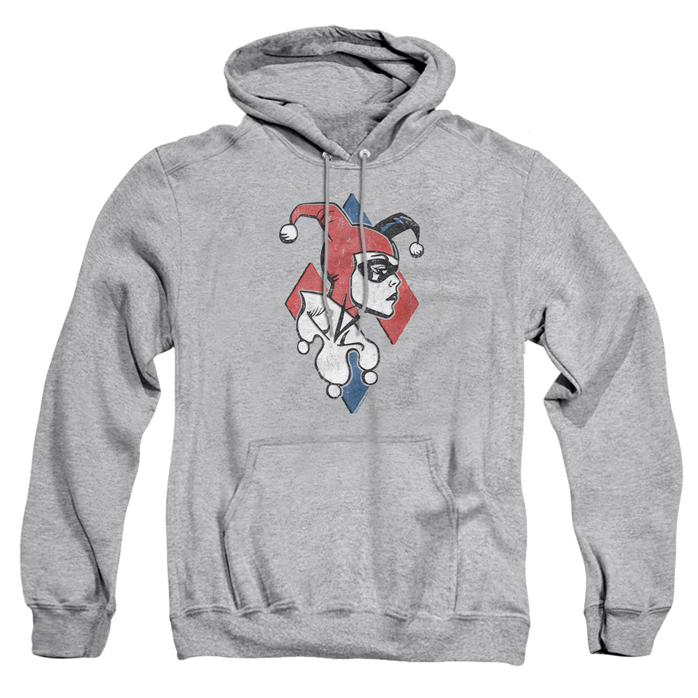 AN OFFCIALLY LICENSED BATMAN PROFILING ADULT UNISEX PULLOVER HOODIE ATHLETIC HEATHER