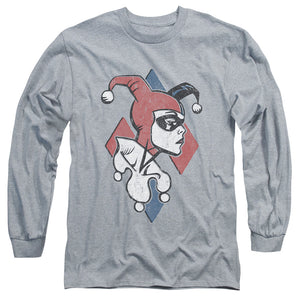 AN OFFCIALLY LICENSED BATMAN PROFILING MEN'S LONG SLEEVE T-SHIRT ATHLETIC HEATHER