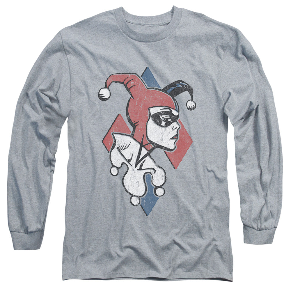 AN OFFCIALLY LICENSED BATMAN PROFILING MEN'S LONG SLEEVE T-SHIRT ATHLETIC HEATHER