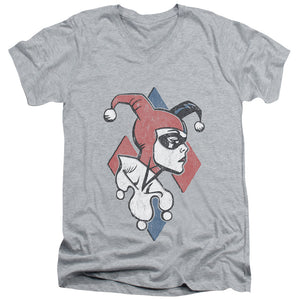 AN OFFCIALLY LICENSED BATMAN PROFILING MEN'S V-NECK T-SHIRT ATHLETIC HEATHER