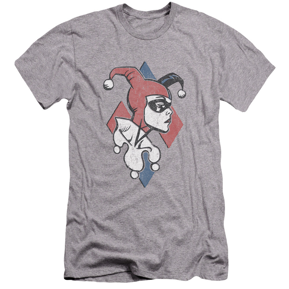 AN OFFCIALLY LICENSED BATMAN PROFILING MEN'S PREMIUM SLIM FIT T-SHIRT ATHLETIC HEATHER