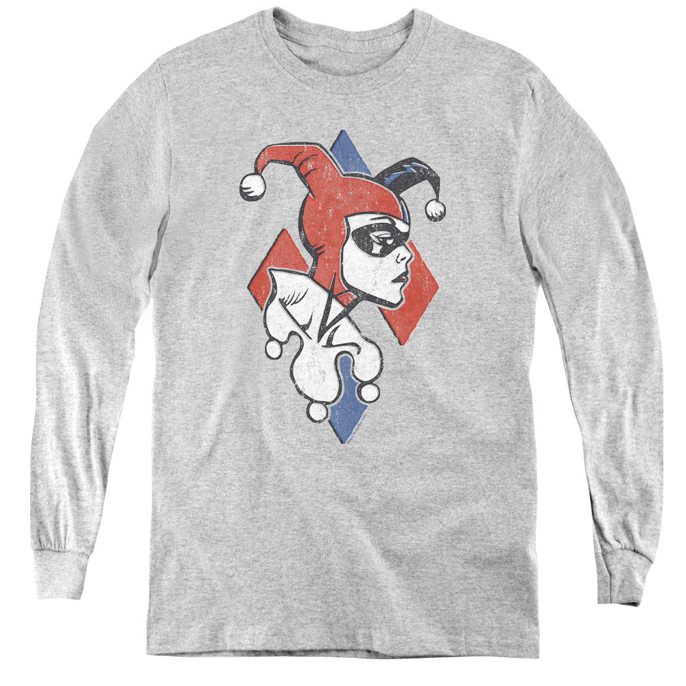 AN OFFCIALLY LICENSED BATMAN PROFILING YOUTH LONG SLEEVE T-SHIRT ATHLETIC HEATHER