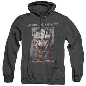 AN OFFCIALLY LICENSED BATMAN JUST FOR LAUGHS ADULT UNISEX HEATHER PULLOVER HOODIE BLACK