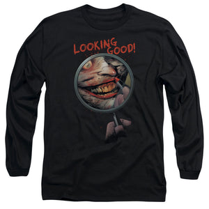 AN OFFCIALLY LICENSED BATMAN LOOKING GOOD MEN'S LONG SLEEVE T-SHIRT BLACK