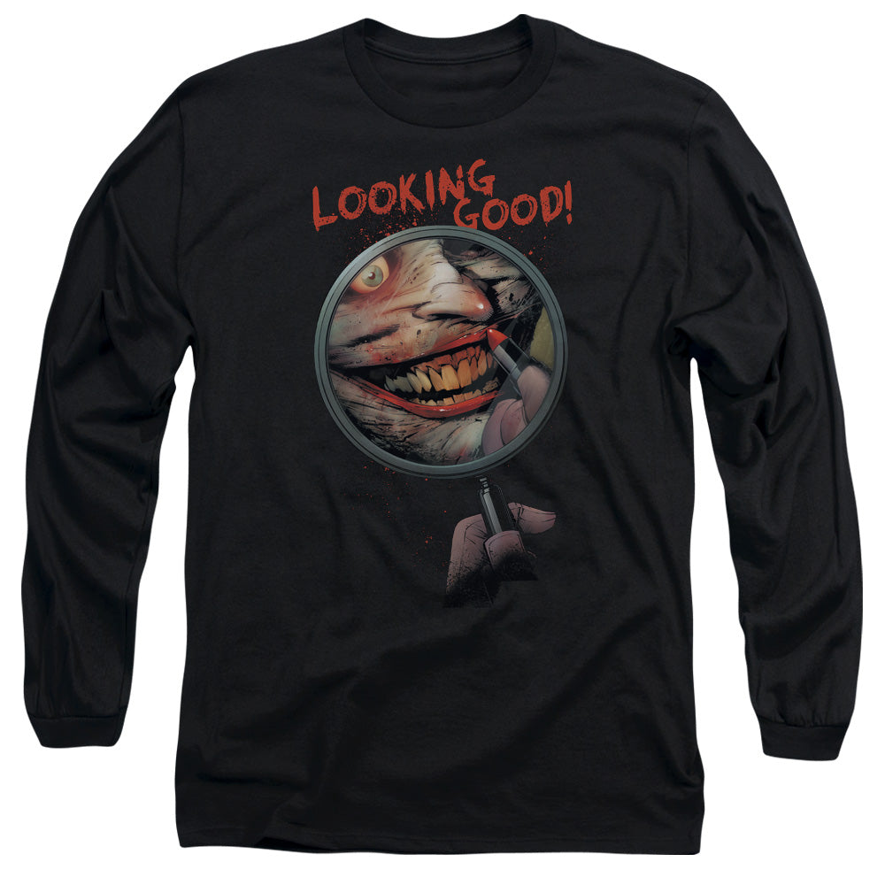 AN OFFCIALLY LICENSED BATMAN LOOKING GOOD MEN'S LONG SLEEVE T-SHIRT BLACK