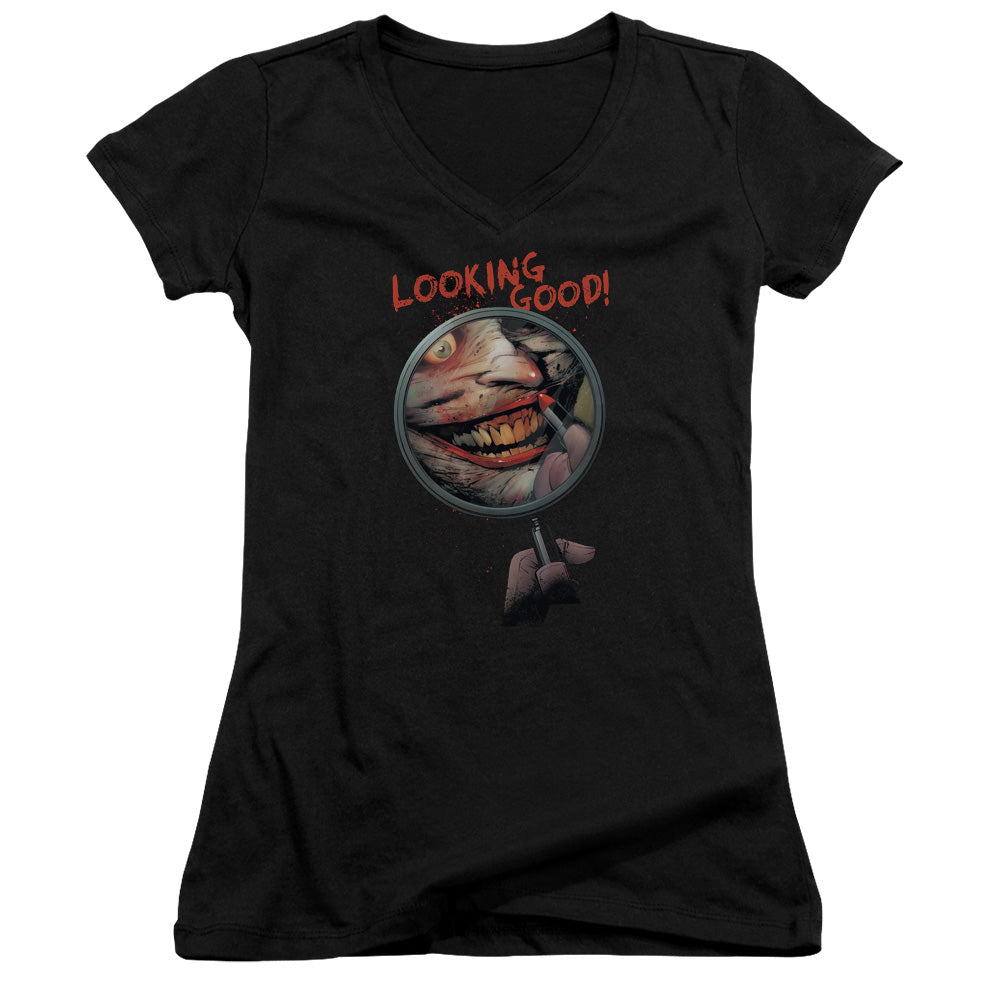 Batman Looking Good Licensed Women's T-Shirt Juniors V-Neck SM