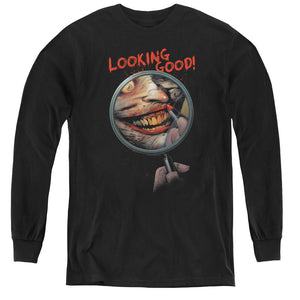 AN OFFCIALLY LICENSED BATMAN LOOKING GOOD YOUTH LONG SLEEVE T-SHIRT BLACK