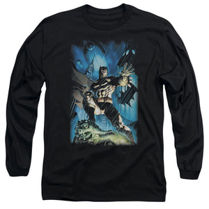 AN OFFCIALLY LICENSED BATMAN STORMY DARK KNIGHT MEN'S LONG SLEEVE T-SHIRT BLACK
