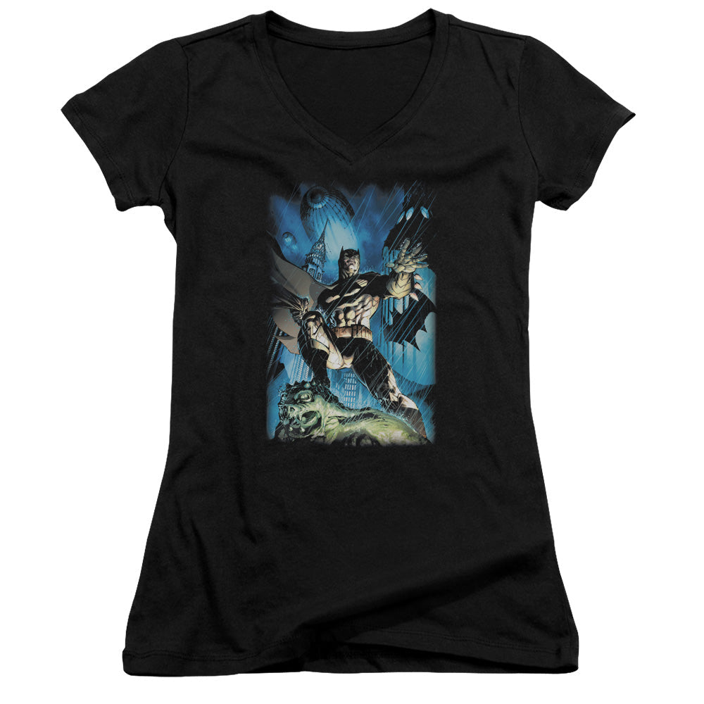Batman Stormy Dark Knight Licensed Women's T-Shirt Juniors V-Neck SM