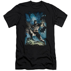 AN OFFCIALLY LICENSED BATMAN STORMY DARK KNIGHT MEN'S PREMIUM SLIM FIT T-SHIRT BLACK