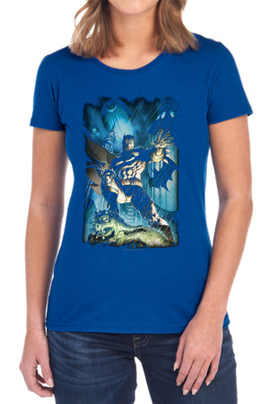 AN OFFCIALLY LICENSED BATMAN STORMY DARK KNIGHT WOMEN'S REGULAR FIT T-SHIRT BLACK