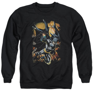 AN OFFCIALLY LICENSED BATMAN GRAPPLE FIRE ADULT UNISEX CREWNECK SWEATSHIRT BLACK