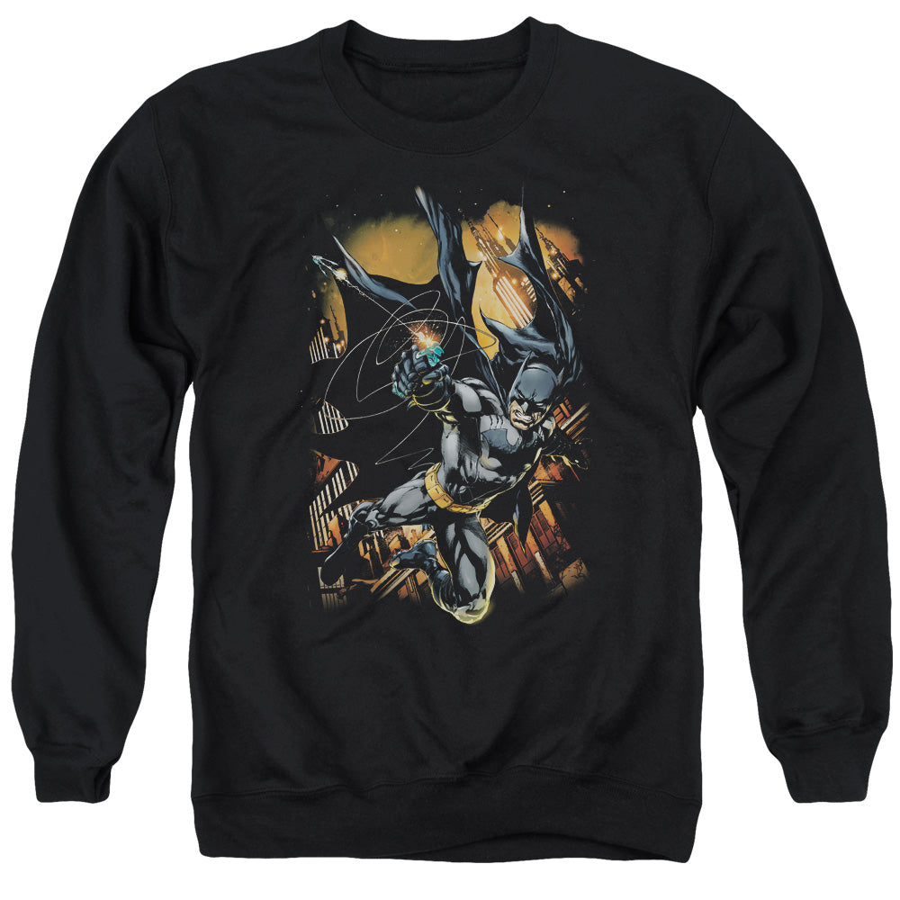 AN OFFCIALLY LICENSED BATMAN GRAPPLE FIRE ADULT UNISEX CREWNECK SWEATSHIRT BLACK