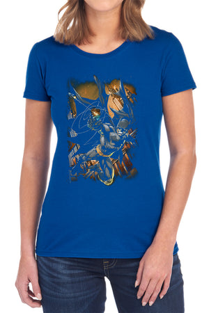 AN OFFCIALLY LICENSED BATMAN GRAPPLE FIRE WOMEN'S REGULAR FIT T-SHIRT BLACK