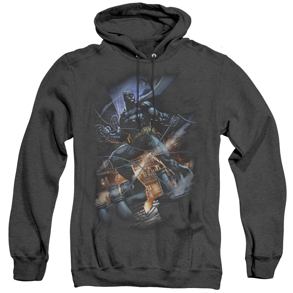 AN OFFCIALLY LICENSED BATMAN GOTHAM KNIGHT ADULT UNISEX HEATHER PULLOVER HOODIE BLACK