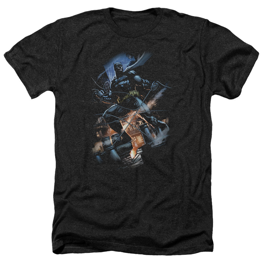 AN OFFCIALLY LICENSED BATMAN GOTHAM KNIGHT MEN'S HEATHER T-SHIRT CHARCOAL