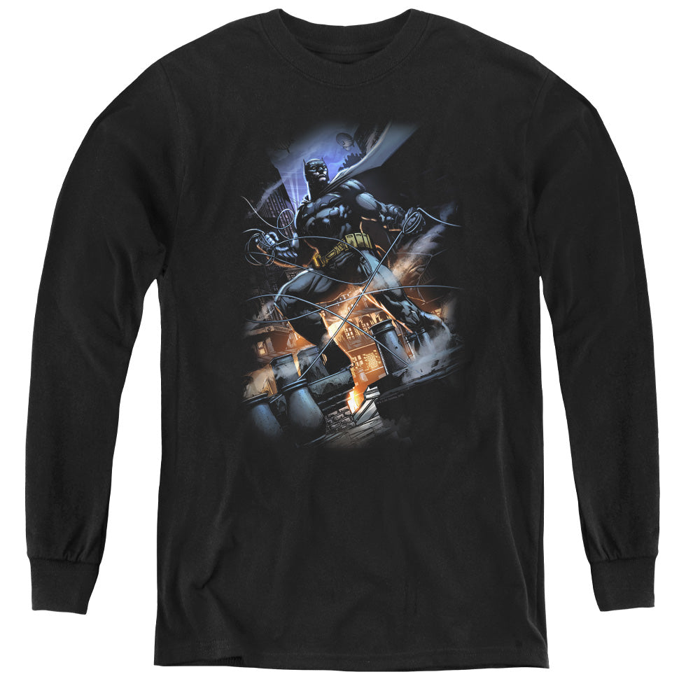 AN OFFCIALLY LICENSED BATMAN GOTHAM KNIGHT YOUTH LONG SLEEVE T-SHIRT BLACK