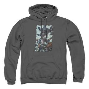 AN OFFCIALLY LICENSED BATMAN PUNCH ADULT UNISEX PULLOVER HOODIE CHARCOAL