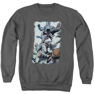 AN OFFCIALLY LICENSED BATMAN PUNCH ADULT UNISEX CREWNECK SWEATSHIRT CHARCOAL