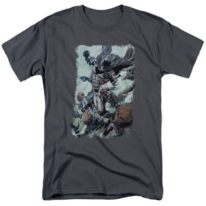 AN OFFCIALLY LICENSED BATMAN PUNCH MEN'S REGULAR FIT T-SHIRT CHARCOAL