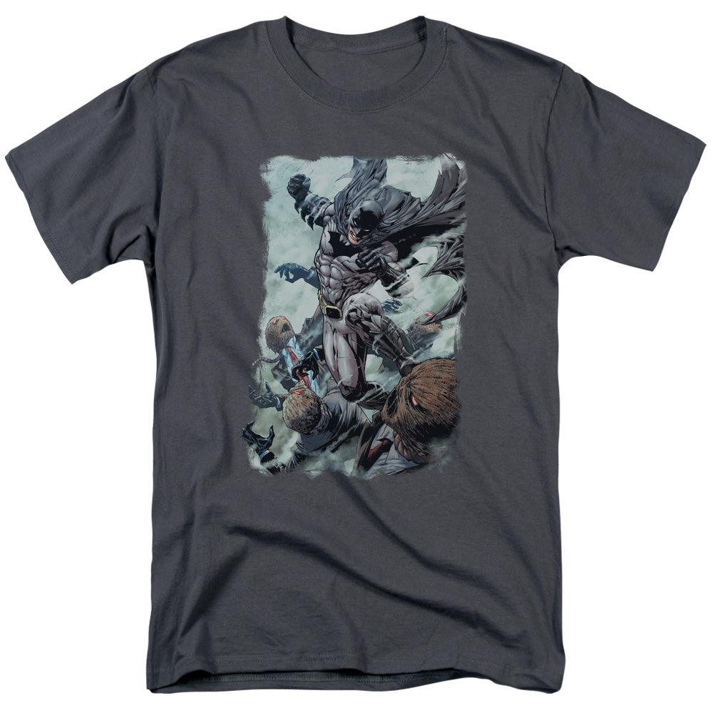 AN OFFCIALLY LICENSED BATMAN PUNCH MEN'S REGULAR FIT T-SHIRT CHARCOAL