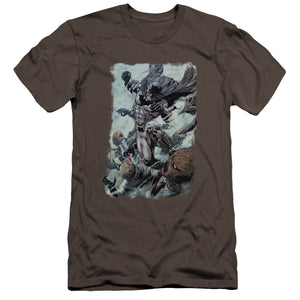 AN OFFCIALLY LICENSED BATMAN PUNCH MEN'S PREMIUM SLIM FIT T-SHIRT CHARCOAL