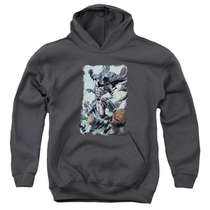 AN OFFCIALLY LICENSED BATMAN PUNCH YOUTH HOODIE CHARCOAL