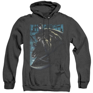 AN OFFCIALLY LICENSED BATMAN KNIGHT FALLS IN GOTHAM ADULT UNISEX HEATHER PULLOVER HOODIE BLACK