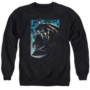 AN OFFCIALLY LICENSED BATMAN KNIGHT FALLS IN GOTHAM ADULT UNISEX CREWNECK SWEATSHIRT BLACK