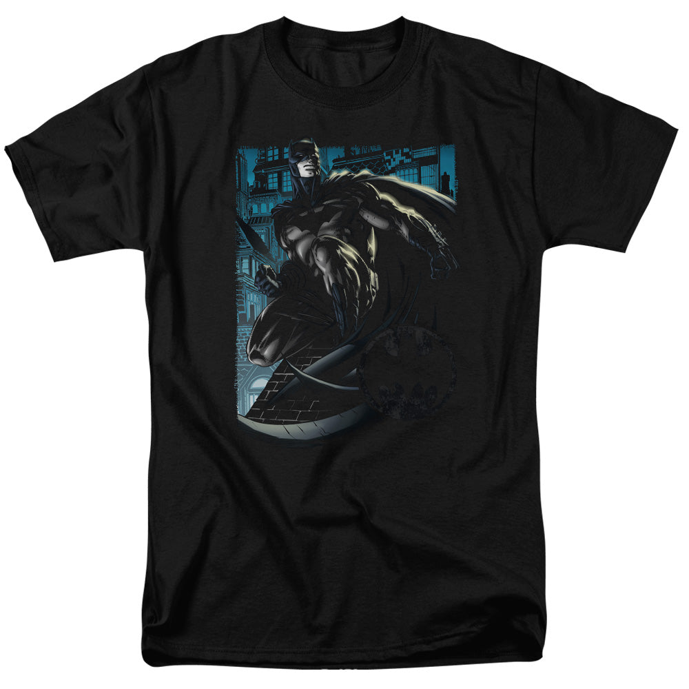 AN OFFCIALLY LICENSED BATMAN KNIGHT FALLS IN GOTHAM MEN'S REGULAR FIT T-SHIRT BLACK