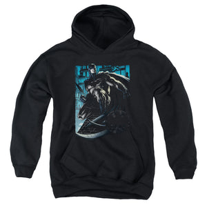 AN OFFCIALLY LICENSED BATMAN KNIGHT FALLS IN GOTHAM YOUTH HOODIE BLACK