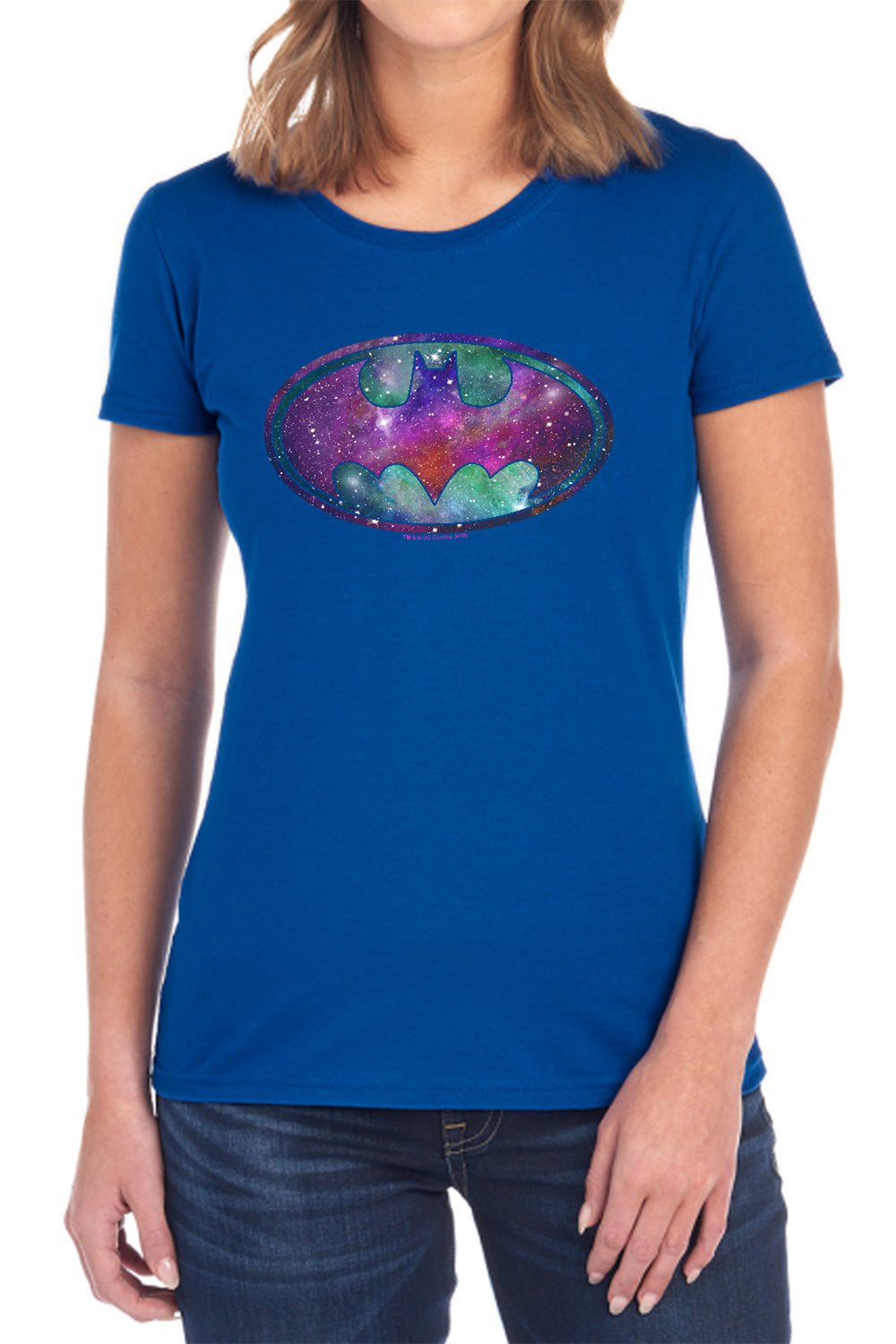AN OFFCIALLY LICENSED BATMAN GALAXIES SIGNAL WOMEN'S REGULAR FIT T-SHIRT BLACK