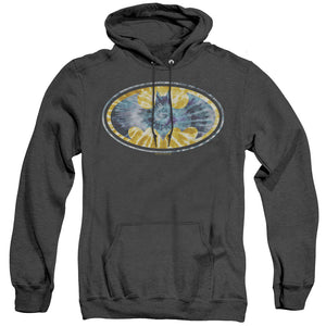 AN OFFCIALLY LICENSED BATMAN TIE DYE 3 ADULT UNISEX HEATHER PULLOVER HOODIE BLACK