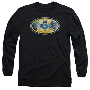 AN OFFCIALLY LICENSED BATMAN TIE DYE 3 MEN'S LONG SLEEVE T-SHIRT BLACK