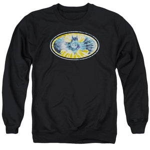 AN OFFCIALLY LICENSED BATMAN TIE DYE 3 ADULT UNISEX CREWNECK SWEATSHIRT BLACK