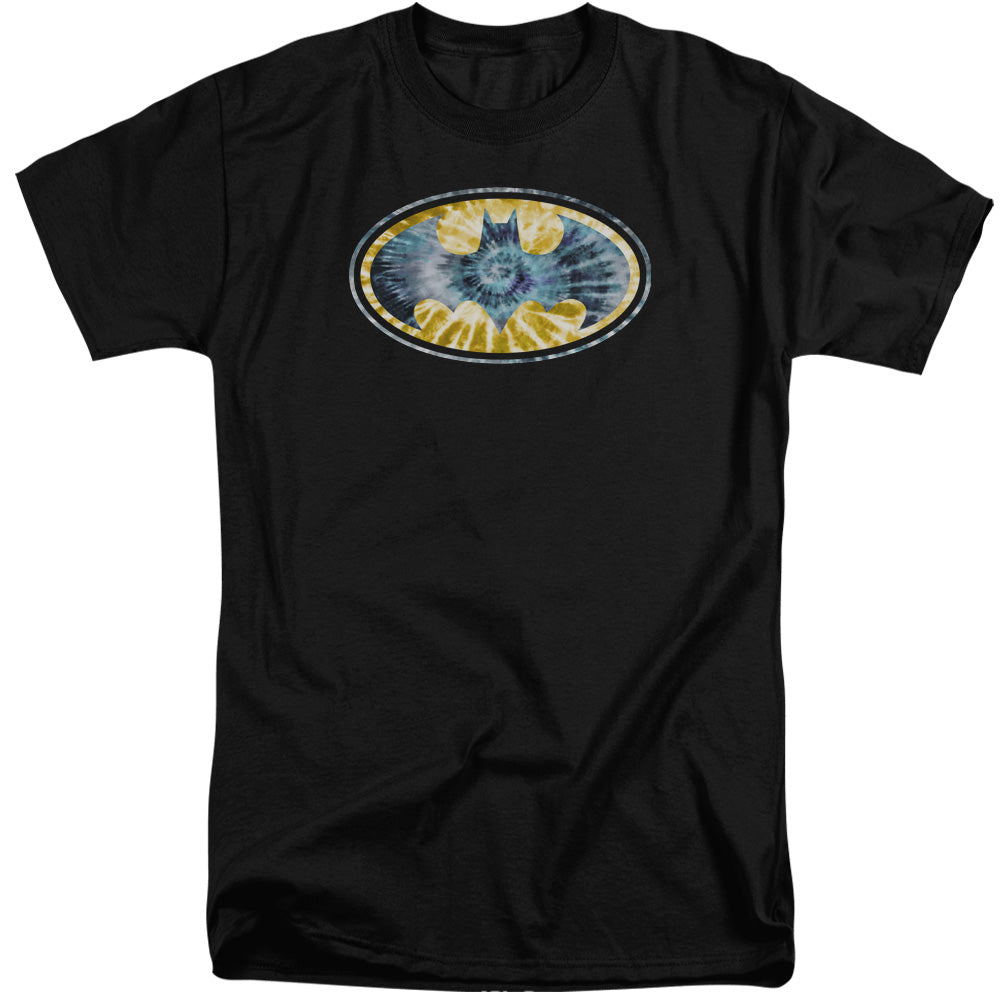 AN OFFCIALLY LICENSED BATMAN TIE DYE 3 MEN'S TALL FIT T-SHIRT BLACK