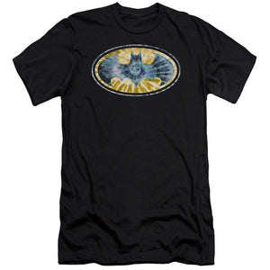 AN OFFCIALLY LICENSED BATMAN TIE DYE 3 MEN'S PREMIUM SLIM FIT T-SHIRT BLACK