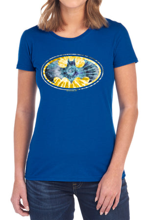 AN OFFCIALLY LICENSED BATMAN TIE DYE 3 WOMEN'S REGULAR FIT T-SHIRT BLACK