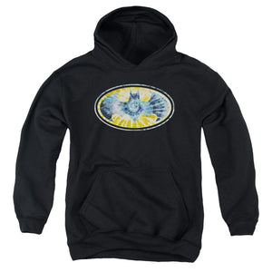 AN OFFCIALLY LICENSED BATMAN TIE DYE 3 YOUTH HOODIE BLACK