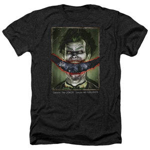 AN OFFCIALLY LICENSED BATMAN AA SPLIT LIP MEN'S HEATHER T-SHIRT CHARCOAL