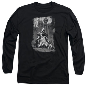 AN OFFCIALLY LICENSED BATMAN SKETCHY SHADOWS MEN'S LONG SLEEVE T-SHIRT BLACK