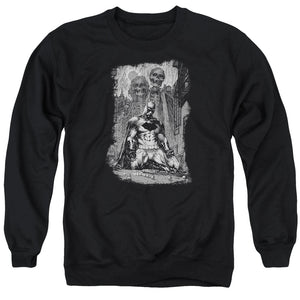 AN OFFCIALLY LICENSED BATMAN SKETCHY SHADOWS ADULT UNISEX CREWNECK SWEATSHIRT BLACK