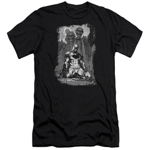 AN OFFCIALLY LICENSED BATMAN SKETCHY SHADOWS MEN'S PREMIUM SLIM FIT T-SHIRT BLACK