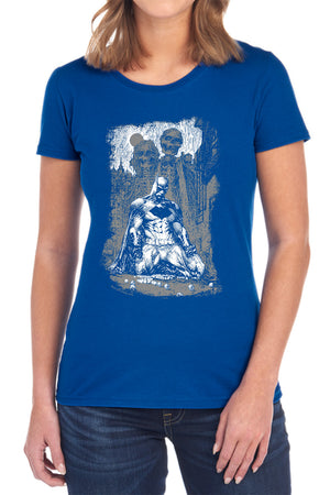 AN OFFCIALLY LICENSED BATMAN SKETCHY SHADOWS WOMEN'S REGULAR FIT T-SHIRT BLACK
