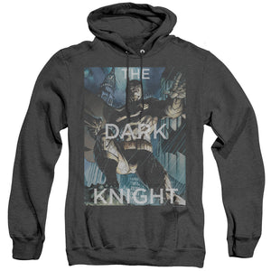 AN OFFCIALLY LICENSED BATMAN FIGHTING THE STORM ADULT UNISEX HEATHER PULLOVER HOODIE BLACK