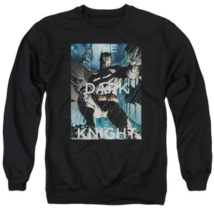 AN OFFCIALLY LICENSED BATMAN FIGHTING THE STORM ADULT UNISEX CREWNECK SWEATSHIRT BLACK