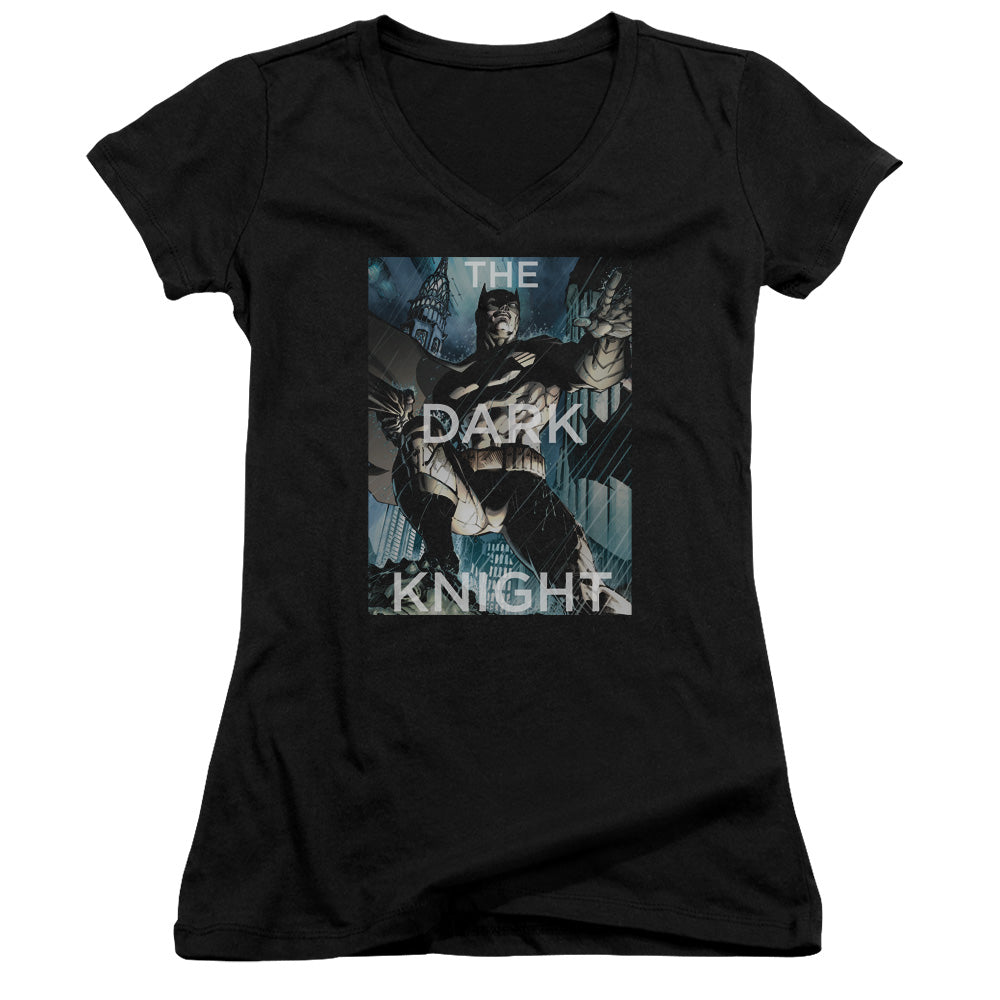 Batman Fighting The Storm Licensed Women's T-Shirt Juniors V-Neck SM